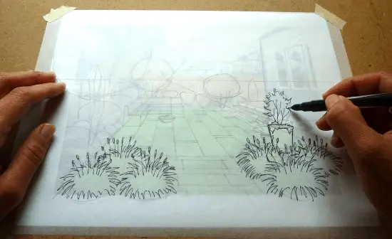 garden perspective drawing